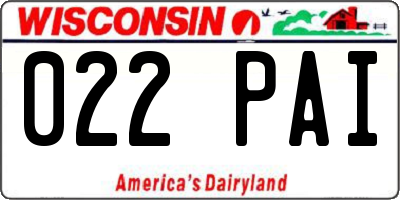 WI license plate 022PAI