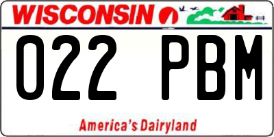 WI license plate 022PBM