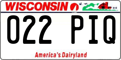 WI license plate 022PIQ