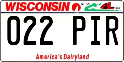 WI license plate 022PIR