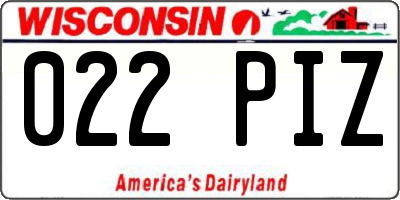 WI license plate 022PIZ