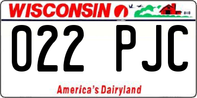 WI license plate 022PJC