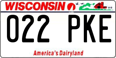 WI license plate 022PKE