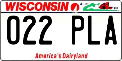 WI license plate 022PLA