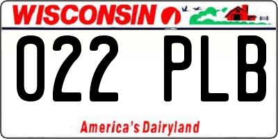 WI license plate 022PLB