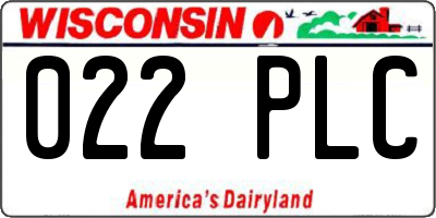 WI license plate 022PLC