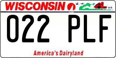 WI license plate 022PLF