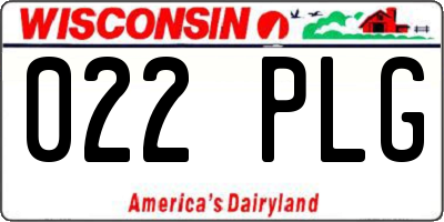 WI license plate 022PLG