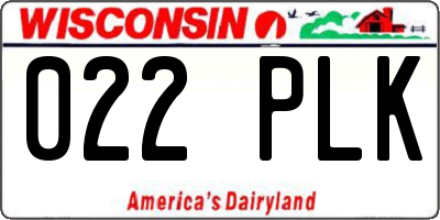 WI license plate 022PLK