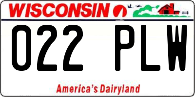 WI license plate 022PLW