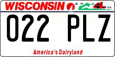 WI license plate 022PLZ