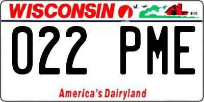 WI license plate 022PME