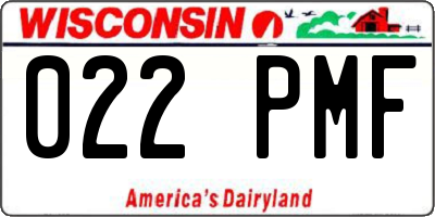 WI license plate 022PMF