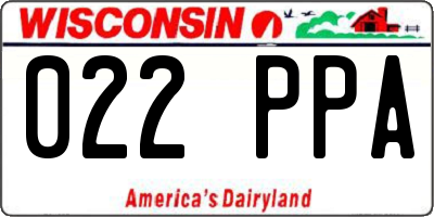 WI license plate 022PPA