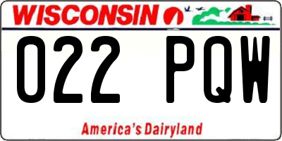 WI license plate 022PQW