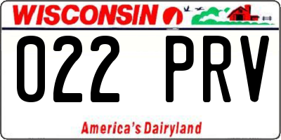 WI license plate 022PRV