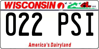 WI license plate 022PSI