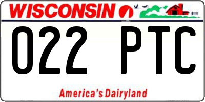 WI license plate 022PTC