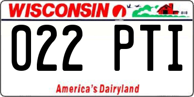 WI license plate 022PTI