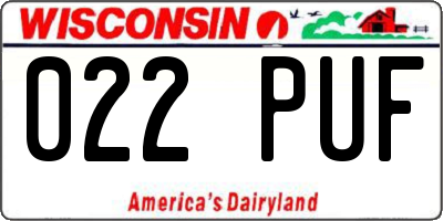 WI license plate 022PUF