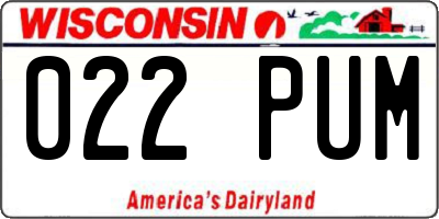 WI license plate 022PUM