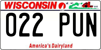 WI license plate 022PUN
