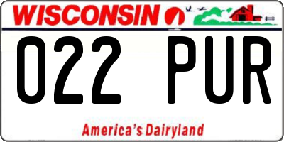 WI license plate 022PUR