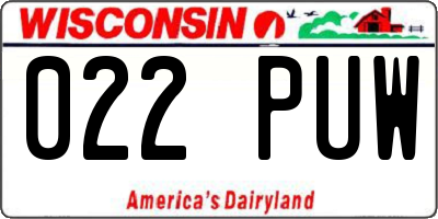 WI license plate 022PUW