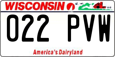 WI license plate 022PVW