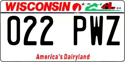 WI license plate 022PWZ