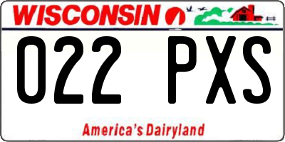 WI license plate 022PXS