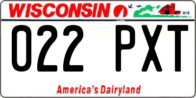 WI license plate 022PXT