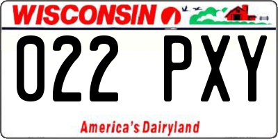 WI license plate 022PXY