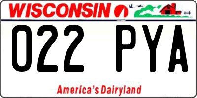 WI license plate 022PYA