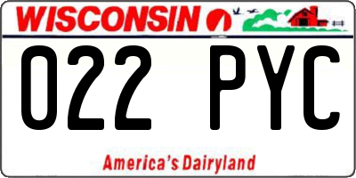 WI license plate 022PYC