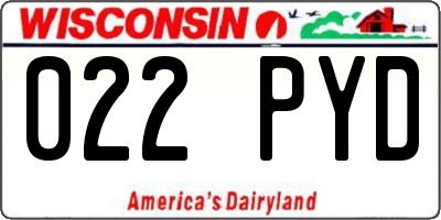 WI license plate 022PYD