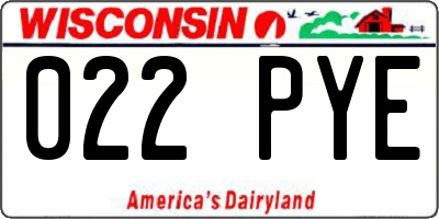 WI license plate 022PYE