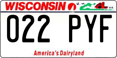 WI license plate 022PYF