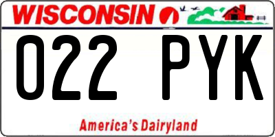 WI license plate 022PYK