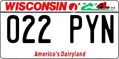WI license plate 022PYN