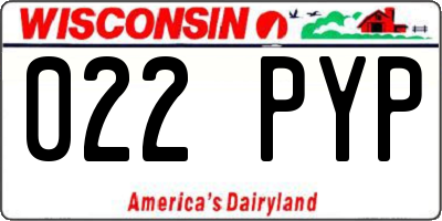 WI license plate 022PYP