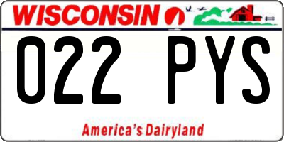 WI license plate 022PYS