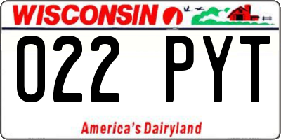 WI license plate 022PYT
