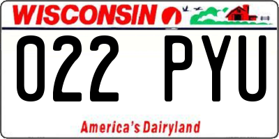WI license plate 022PYU