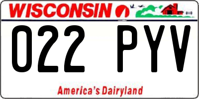 WI license plate 022PYV