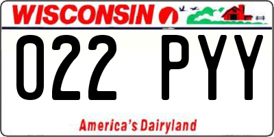 WI license plate 022PYY