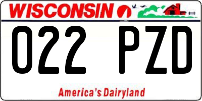 WI license plate 022PZD