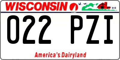 WI license plate 022PZI