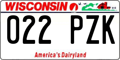 WI license plate 022PZK