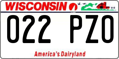 WI license plate 022PZO
